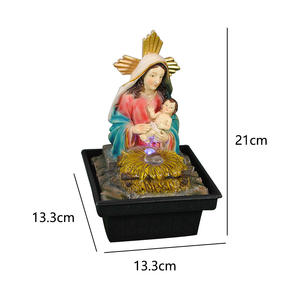 Fontaines d'eau intérieures artisanales avec lumières scintillantes en cascade, représentant la Nativité religieuse catholique, <span class=keywords><strong>Marie</strong></span> tenant Jésus - Product Image 2