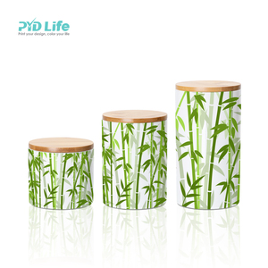 PYD Life 2023 Nuovo <span class=keywords><strong>Set</strong></span> Personalizzato di <span class=keywords><strong>Barattoli</strong></span> in Ceramica per Alimenti da 16oz 25oz 30oz con Coperchio in Legno di Bambù per Sublimazione - Product Image 6