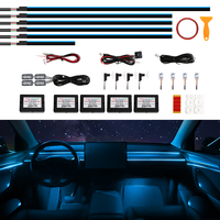 Kit d'éclairage d'ambiance LED RGB 18-en-1 pour voiture, 64 couleurs, éclairage dynamique d'ambiance automobile, bande lumineuse intérieure pour voiture