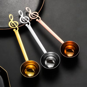 Cucharas medidoras de té y café de madera de Metal con forma de nota musical de nuevo diseño de moda para regalar y uso diario en la cocina - Product Image 1