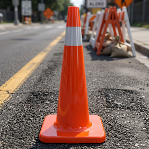 SM WL-853 Cônes de signalisation en PVC Slimline - Orange, réflecteurs prismatiques haute intensité, hauteur 70-90 cm, base 36-37 cm - Product Image 3