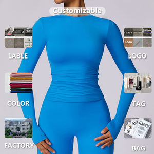 XW-CCX8575 en gros athlétique Gym <span class=keywords><strong>Fitness</strong></span> Fit Top sans coussinets à manches longues décolleté entraînement sport Gym Sport hauts femme Gym - Product Image 6