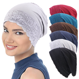 Pañuelo <span class=keywords><strong>para</strong></span> la Cabeza de Color Sólido <span class=keywords><strong>para</strong></span> Mujer, Turbante Elástico de Poliéster con Encaje <span class=keywords><strong>para</strong></span> Damas, Cómodo <span class=keywords><strong>para</strong></span> <span class=keywords><strong>Quimioterapia</strong></span> - Product Image 1