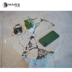 Muebles modernos de piedra natural para la sala de estar, mármol tormenta, Turquía, Calacatta, mesa auxiliar, decoración del hogar, blanco - Product Image 6