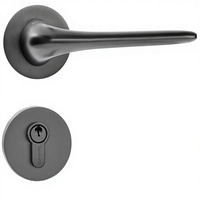 Poignée de porte et serrure en laiton au design moderne pour chambre et salle de bain, avec ferrule, pour usage hôtelier