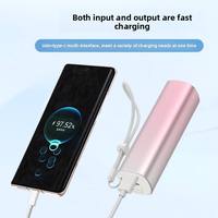 Mini batterie externe portable cylindrique USB Type-C double port à charge rapide avec cordon, approuvée par les compagnies aériennes pour les voyages