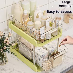 Étagère de rangement sous l'évier en plastique <span class=keywords><strong>NFS</strong></span>, organisateur de comptoir coulissant pour armoires de salle de bain, étagères utilitaires, différentes tailles - Product Image 4