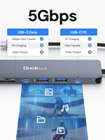 Dockteck Aluminium 7-in-1 USB-C Dockingstation Multiport-Hub 4K HDMI 100W PD-Ladung für MacBook Laptop Tablet
