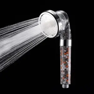 GEE-N Hot Selling Rainfall 3 Modes Transparent Abs Plastic Ionic Mineral Filter Handheld Shower Head