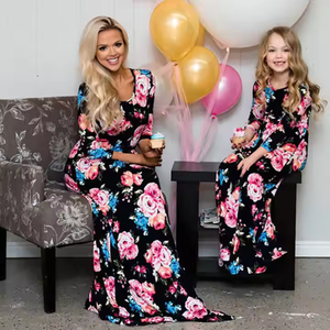 2025 Spring Women Elegant Floral Print Maxi <strong>Dress</strong> Mommy <strong>and</strong> <strong>Me</strong> Long Printed Cute Baby <strong>Dresses</strong> Clothing Mommy <strong>and</strong> <strong>Me</strong> Outfits - Product Image 2