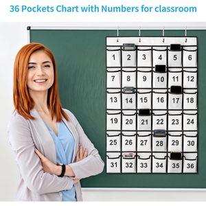 ที่เก็บของแบบแขวน 36 ช่อง มีหมายเลข สำหรับห้องเรียน ใส่โทรศัพท์ เครื่องคิดเลข ผ้าไม่ทอสีขาว พร้อมตะขอ - Product Image 5