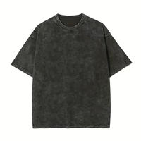 T-shirts personnalisés en coton mélangé lavé effet flocon de neige 220 GSM avec col rond, T-shirt streetwear délavé à l'acide pour homme, décontracté au quotidien