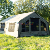 Tente de camping gonflable verte, tente familiale, tente pliable en polyester et coton, cabine gonflable pour fête de club