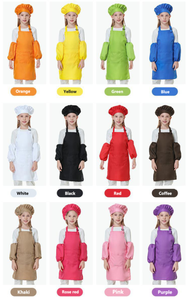 Delantal liso de poliéster personalizado para niños para cocina, ropa de pintura para hornear, sombrero y delantal de <span class=keywords><strong>Chef</strong></span> para niños de 3 a 12 años - Product Image 5