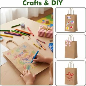Custom Brown Paper Bags with Handles Bulk 8x4.5x10.8 Inch <b>Gift</b> Bags Bulk Brown Kraft Paper Bags <b>for</b> Retail Party Shopping Favor - Product Image 5