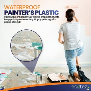 ผ้าคลุมพลาสติกขนาดใหญ่ Ecotez 12x9 ฟุต 6 แผ่น ป้องกันสี ป้องกันเฟอร์นิเจอร์ กันน้ำ กันฝุ่น - Product Image 5