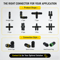Conector Impermeable de Nylon PA66 con Contactos de Cobre, Cable Eléctrico de 2/3 Pines con Tornillos para Iluminación de Jardín y Cableado Exterior