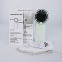 Ventilateur portable USB N603 vert, mini-ventilateur turbo haute vitesse avec affichage numérique, refroidissement d'air pour l'été, électrique 5V
