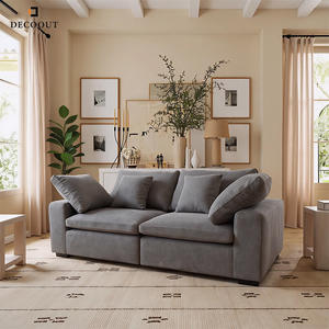 أريكة سرير قطاعية حديثة مبطنة بقماش أبيض لغرفة المعيشة، تتسع لـ 6 أشخاص، لون رمادي، تصميم منخفض - Product Image 2