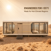 Maison-capsule entièrement en aluminium sur mesure pour les climats chauds du Moyen-Orient, jusqu'à 55 degrés ° C |   Hébergement préfabriqué dans une station balnéaire du désert