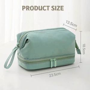 High Capacity Travel Cosmetic Organizer Custom Nylon Makeup <b>Bags</b> with Zipper Closure Fashionable Wholesale for <b>Toiletry</b> <b>Bags</b> - Product Image 2