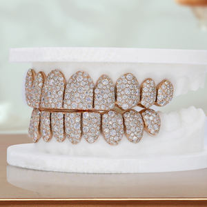 メーカーヒップホップジュエリーローズゴールドカスタム10オン10メンズVvs Moissaniteダイヤモンド歯グリルズ - Product Image 2