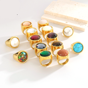 แหวนสแตนเลสสตีลเคลือบทอง 18K PVD หลายสีสันหรูหรา ประดับด้วยพลอยสีสันสดใส |   กันน้ำ ป้องกันการแพ้ และไม่ซีดจาง - Product Image 6