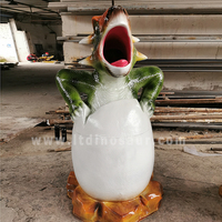 Personnaliser la poubelle de dinosaure en fibre de verre mignonne et étanche poubelle pour parc d'attractions en plein air