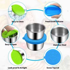 Contenedor de Silicona para Aderezos con Taza de Acero Inoxidable para Salsas, Aderezos y Condimentos, Almacenamiento y Conservación de Alimentos - Product Image 3
