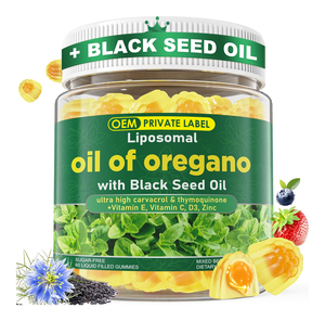Carvacrol thymoquinone vitamin E, C D3, kẽm hỗ trợ chống oxy hóa OEM liposomal dầu của oregano đầy Gummies với dầu hạt đen - Product Image 1