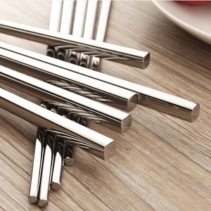 Sinh Thái Thân Thiện Biểu Tượng Tùy Chỉnh Thép Không Gỉ Trung Quốc Hàn Quốc Đũa Kim Loại Thanh Sushi Đũa - Product Image 3