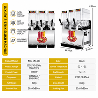 Tank Commerciële Slush Machine Roestvrij staal Bevroren Slushie Maker 12L * 3 Voor Drank Shop Bar Gemakswinkel CE Gecertificeerd