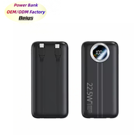 Power Bank Digital Display Model Baru 20000mAh Portabel Tipe-C PD 22.5W Pengisian Cepat Baterai LI-Polymer Kabel 2-kabel Terintegrasi