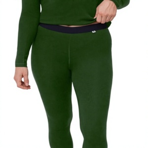 Leggings noirs taille haute pour femmes, coupe ajustée, tricotés en coton et élasthanne, couleur unie, respirants, longueur intégrale, pour l'hiver et le quotidien - Product Image 1