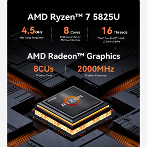 <span class=keywords><strong>Ordinateur</strong></span> de jeu miniature AMD 5650U EQR5 Ryzen 7 Win11 Pro 1000M RJ45 DDR4 16 Go 500 Go AU Nouveau - Product Image 5