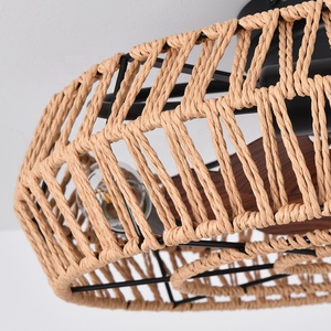 Bán Buôn Flush Núi Lồng Quạt Trần Ánh Sáng Trang Trại Lồng Mây Quạt Trần Ánh Sáng Cổ Điển Quạt Trần Với Ánh Sáng Cho Phòng Ngủ - Product Image 5