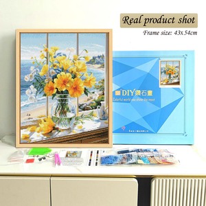 Offre Spéciale Kit de Peinture Diamant 5D DIY Style Fleurs sur le rebord de la fenêtre Peinture Diamant Imprimée en Gros - Product Image 2
