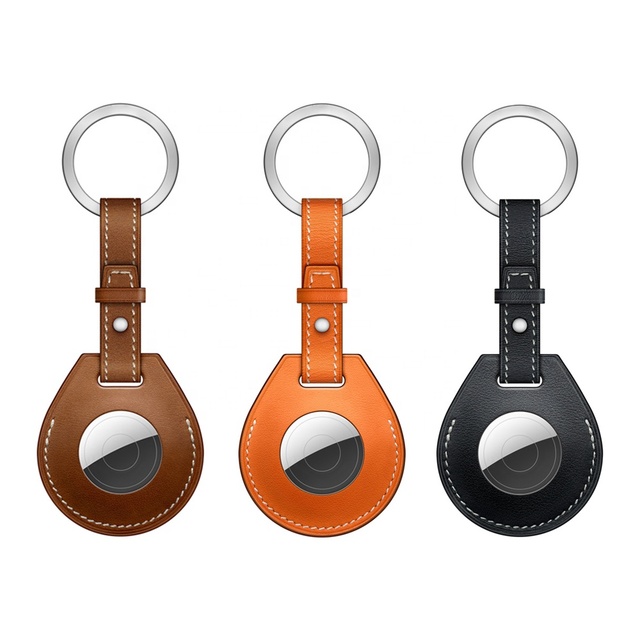 Factory OEM Wholesale Leather Holder, Suitable for Apple Airtag Dog Collar Protective Sleeve Key Ring for Airtag Holder