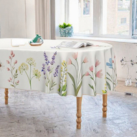 Nappe ovale en polyester imprimée Horaldaily Printemps-Été 60x84 pouces, motif floral, fleurs sauvages