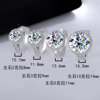 Cincin Moissanite Perak Sterling Terlaris, Sederhana & Mewah dengan Bezel Bulat, Potongan Telur Merpati, Cincin Wanita Super Berkilau.