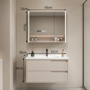 Mueble de baño moderno y minimalista con lavabo de cerámica integrado, lavamanos y máquina para lavarse las manos/cara. - Product Image 1