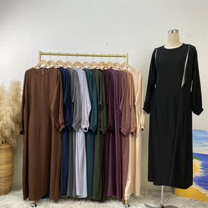 6822b# Robe Abaya Premium Nida pour Femmes Enceintes Allaitantes avec Fermeture Éclair Latérale <span class=keywords><strong>Vêtement</strong></span> Islamique Manches Bouffantes Abaya d'<span class=keywords><strong>Allaitement</strong></span> - Product Image 6