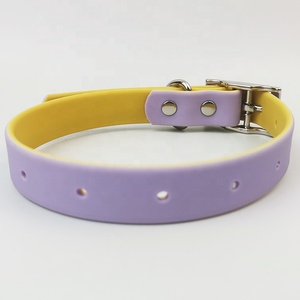 2023 Bicolor PVC Hunde halsband Luxus Neues Design Wasserdichter und langlebiger Haustier hals riemen Personal isierte direkte Werks versorgung - Product Image 3