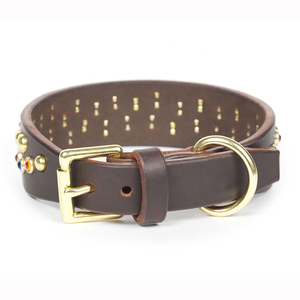 Collar de joyería para mascotas, collar de racimo de cuero de perro con perlas de diamantes de imitación sólidos, Collar de perro de lujo a medida con bronce Hardwear - Product Image 2