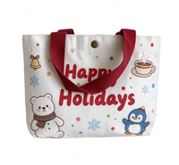 Sac fourre-tout en toile écologique personnalisé avec logo, imprimé de dessins animés mignons, réutilisable, 12 oz, 16 oz, pour les courses