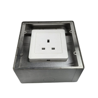 ZDR130 Enchufe de suelo empotrado de acero inoxidable plateado industrial 10A de 1 toma 86 UK/EU con placa de pared