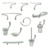 Conjunto Completo de Acessórios para Banheiro MX3900 Série, Acessórios de Banheiro em Latão Cromado, Montagem na Parede