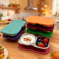 Boîte de rangement portable en acier inoxydable 304 à double compartiment pour sauces et collations, avec couvercle hermétique et anti-fuite, idéale pour les vinaigrettes.