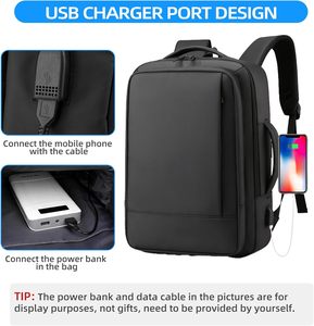 <span class=keywords><strong>Sac</strong></span> à dos de voyage extensible grande capacité avec logo personnalisé pour ordinateur portable, idéal pour le travail et les affaires, pour hommes et femmes - Product Image 6