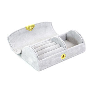 Estuche de Joyería de Viaje Ovalado de Terciopelo Italiano Negro con Logotipo Personalizado, Organizador de Joyas al por Mayor para Aretes, Anillos y Collares - Product Image 1